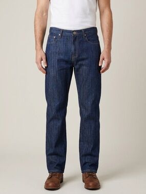 FUSAI Vintage Y2K Straight Leg Jeans Dark Wash Denim Made in Korea 34x30